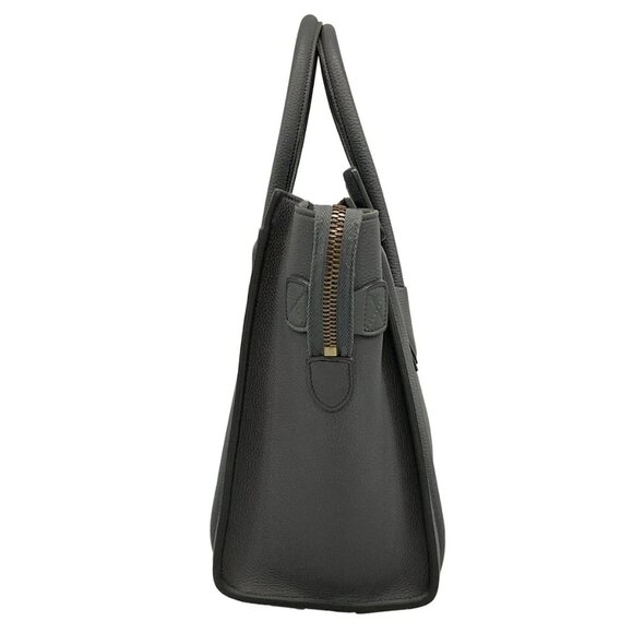 Auth CELINE Luggage Micro Shopper - Gray Leather Handbag - Picture 4 of 15